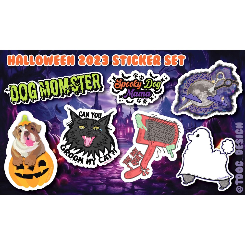 Halloween Dog Groomer Sticker Set